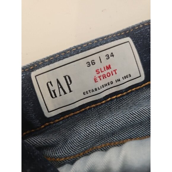 Gap Mens Jeans Size 34X36 Blue Denim Slim Fit Straight Cut. - Picture 3 of 4
